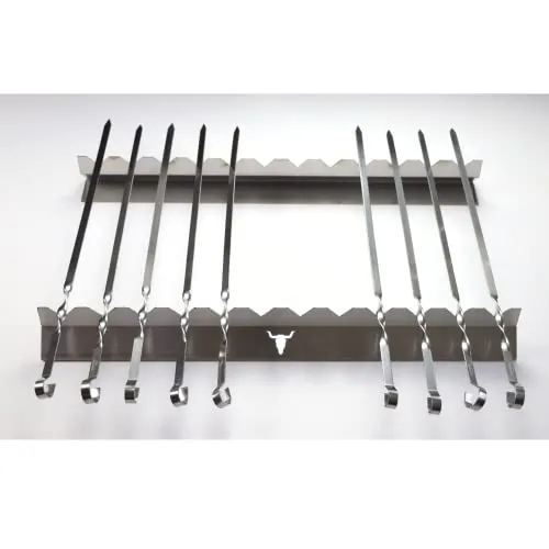 Spießleiste/Spießaufsatz/Schaschlik Grillaufsatz aus Edelstahl (650mm mit 14 Spießen)