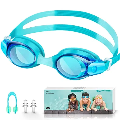 JATEKA Schwimmbrille Kinder,Taucherbrille für Jungen und Mädchen,Anti UV-Schutz Kein Leck Schwimmbrillen,Anti-Beschlag Wasserdicht Swimming Goggles Set mit Ohrstöpsel und Nasenclip
