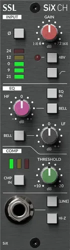 SSL Solid State Logic SSL 500 SIX Channel Strip - Effektgeräte & Signalprozessoren – Mini Channel Strip im API 500 Format mit ultra-cleanem SuperAnalogue Mikrofonvorverstärker und integriertem Compressor für professionelle Aufnahmen.