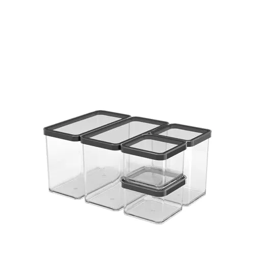 Rotho Loft Set Vorratsdosen 5 tlg. LOFT, Kunststoff (PP) BPA-frei, transparent, (32.3 x 22.3 x 16.6 cm)