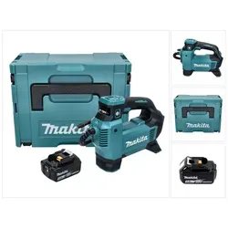 Makita DMP 181 T1J Akku Kompressor 18 V - Kompressor mit 11,1 bar Druck, mobil und leistungsstark, ideal für Werkstatt und Baustelle. Inklusive 5,0 Ah Akku und Makpac für einfache Aufbewahrung.