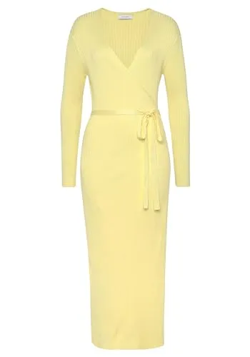 LASCANA Strickkleid Loungekleid mit Taillengürtel in gelb von LASCANA 