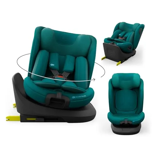Kinderkraft I-GROW 2 PRO Kindersitz 0-36 kg, I-SIZE 40-150 cm, 360 grad drehbar, Kinderautositz mit Isofix station, FWF und RWF, Verstellbare Kopfstütze/Rückenlehne mit Liegeposition, Grün