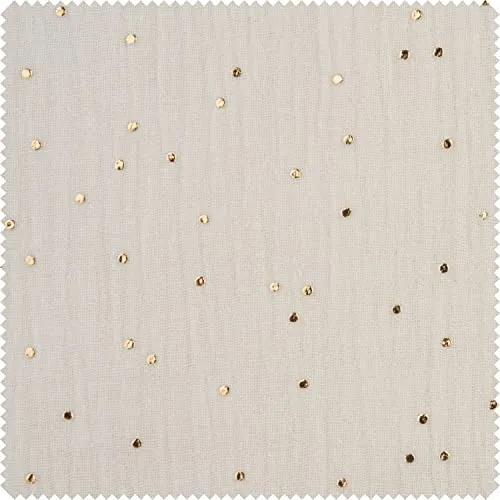 VBS Marktplatz Musselin Baumwoll-Stoff Goldene Punkte Motivstoff 130 cm breit 0.3 cm Motiv Ökotex 100 Zertifiziert Ganzjährig Schonwaschgang 30°C 100% Baumwolle Creme
