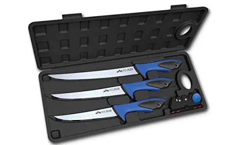 Outdoor Edge Reel-Flex Pack Taschenmesser, Blau, 20 - Messer & Werkzeuge: Professionelles Set mit drei Filetiermessern aus hochwertigem deutschen Stahl 4116, ideal für Jäger und Angler, inklusive Hartschalenkoffer und Messerschärfer.