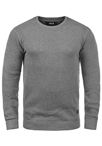 !Solid SDKarl O-Neck Herren Strickpullover Feinstrick Pullover mit Rundhals-Ausschnitt Rippbündchen Baumwollmischung Regular fit, Größe:2XL, Farbe:Med Grey (8254)