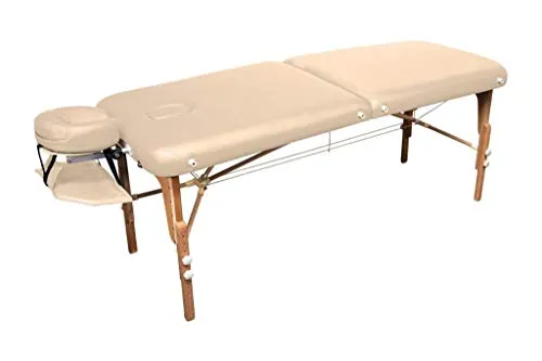MASSUNDA Mobile Montana Massageliege klappbar & höhenverstellbar – Stabiler Massagetisch aus Vollholz mit ergonomischem Zubehör