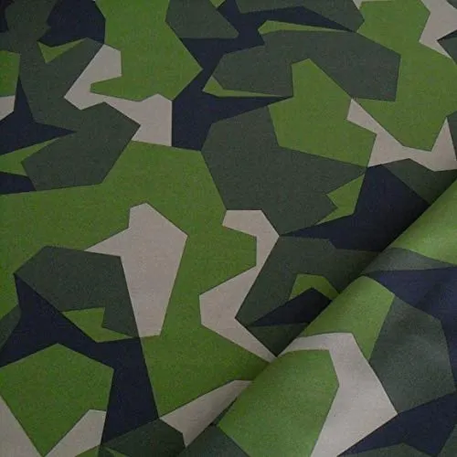 TOLKO Camouflage Stoff aus Nylon | Farbecht Reißfest UV-beständig | Popeline Stoffe zum Nähen Meterware im schwedischen Armee Flecktarn | 158cm breit (Schweden leicht)