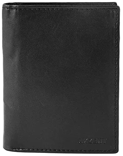 Akzent Herren-Geldbörse Echt Leder Hochformat 12 x 9 cm 3000036 (schwarz)