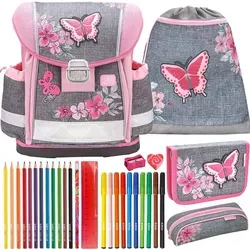 Belmil Schulranzen Set Classy 10-teilig 2025 Mädchen Butterfly Elegant