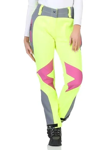 Rock Creek Damen Softshellhose – Wasserdichte Wanderhose in Neongelb XL - Wanderhosen für Damen, wasserabweisend und atmungsaktiv, mit Reißverschlusstaschen für die Essentials und optimaler Bewegungsfreiheit bei jedem Abenteuer.