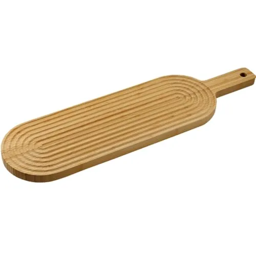 KESPER | Servierbrett aus FSC®-zertifiziertem Bambus mit feiner Rillenstruktur und Griff, Maße: 60 x 16 x 2 cm | 58147