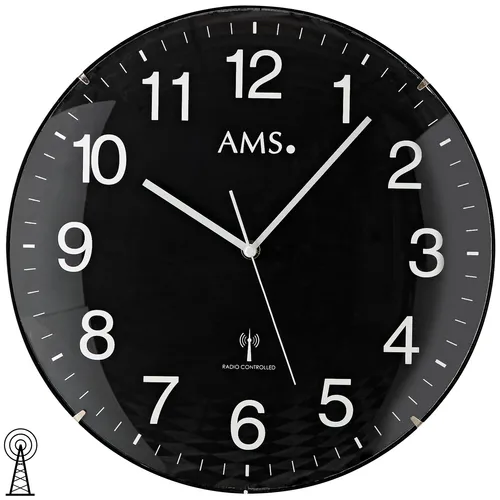 AMS Wanduhr 5959 Funkuhr, Ø 32 cm, schwarz von AMS