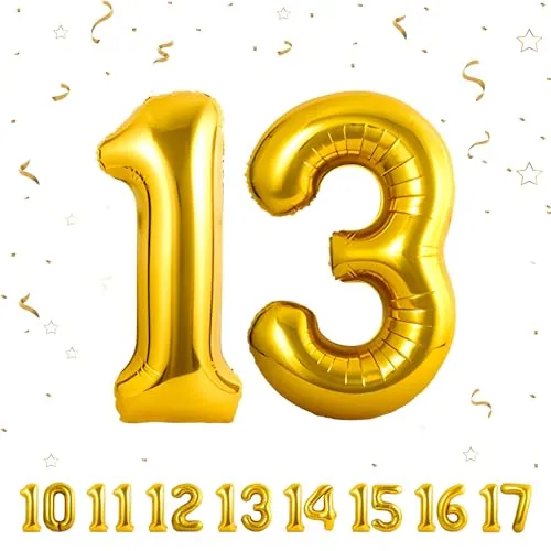 Geburtstag zahlen luftballon 13 jahre | Folienballon Gold- Folienballon in 40