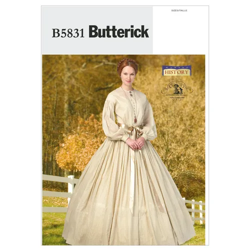 Schnittmuster Historisches Kleid Butterick B5831 B5 8-16 (Gr. 34-42) Deutsche An