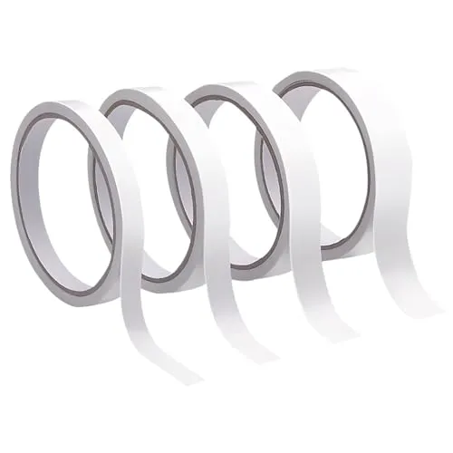 Glanzend 4 Rollen Doppelseitiges Klebeband, Selbstklebeband Stark Papier für Nähen, Basteln, Handarbeit, Büro, 12 Meter pro Rolle (Breite: 8mm/ 10mm/ 12mm/ 15mm)