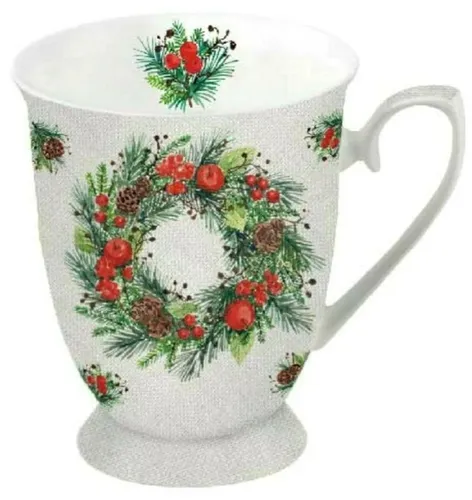 Becher Fine Bone China Weihnachtskranz Wreath On Linen Ambiente Europe