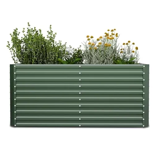blumfeldt Hochbeet High Grow Straight - Ergonomisches Metall-Hochbeet für Garten und Balkon - Hochbeet aus robustem Galvalume-Stahl mit 1.800 L Kapazität, ideal für ergonomisches Gärtnern und ganzjährige Nutzung im Freien.