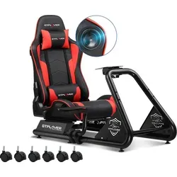 GTPLAYER Simulator Cockpit mit Bluetooth Lautsprechern – Rot