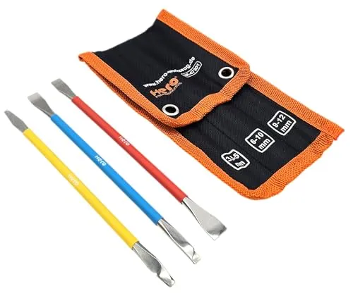 HERO Profi Präzisions-Hebelwerkzeug Mini Montierhebel Hebelstangen Set 3tlg Lösewerkzeug Ausbauwerkzeug Stemmhebel Montagehebel Edelstahl Werkzeug für Feinmechaniker Demontage mit Rolltasche KFZ