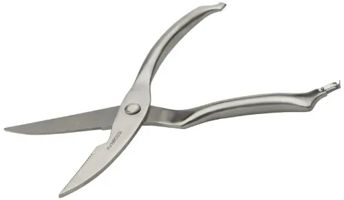 Fackelmann NIROSTA Geflügelschere PRAKTIKA, Schere für müheloses Tranchieren, Geflügelmesser mit Feder, Geflügelschere aus Edelstahl für Gans, Hühnchen, Enten (Farbe: Silber), Menge: 1 Stück