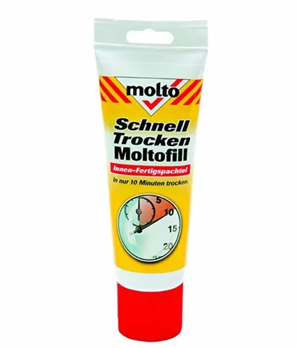 MOLTO Moltofill Ruck Zuck Innen Spachtel 330g - Schnelle Wandreparatur - Fertiger Innen-Spachtel für einfache und schnelle Ausbesserungen an Wand und Decke. Die 330g Tube ermöglicht präzises Arbeiten mit flächendeckender Anwendung.