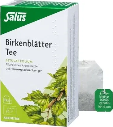 BIRKENBLÄTTER Arzneitee Betulae folium Bio Salus 15 St - Bio Arzneitee aus Birkenblättern, unterstützt die natürliche Entgiftung und ist ideal für eine gesunde Lebensweise.