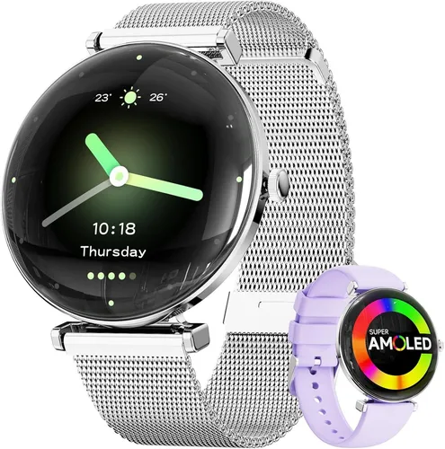Hwagol Smartwatch Damen AMOLED 1.43 Zoll Fitnessuhr Bluetooth IP68