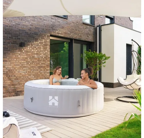 HOME DELUXE Whirlpool Outdoor Whirlpool SPLASH - 6 Personen, (inkl. Abdeckung), 130 Luftdüsen, aufblasbar auf Knopfdruck