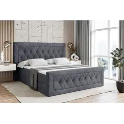 ALTDECOR Boxspringbett Dunkelgrau mit H3-Matratze und Topper - Stylisches Boxspringbett in Dunkelgrau mit 2 Bettkästen für optimale Stauraummöglichkeiten. Inkl. hochwertigem Topper für zusätzlichen Komfort und ein angenehmes Liegegefühl. Robuste Konstruktion für langlebige Nutzung.
