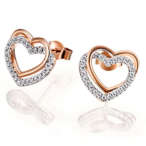 Goldmaid Damen-Ohrstecker Herz aus 925 Sterlingsilber - Bicolor Herz-Ohrringe mit 50 weißen Zirkonia, aus anlaufgeschütztem Sterlingsilber 925. Ideal für jeden Anlass, in hochwertiger Juwelierqualität und perfekt zum Verschenken.