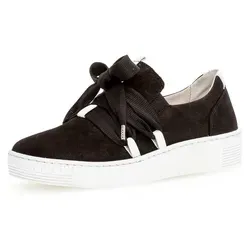 Plateausneaker GABOR - Damen Slip-On Sneaker in schwarz-weiß - Sportliche Slip-On Sneaker aus hochwertigem Nubukleder mit Gabor BEST FITTING Technologie für optimalen Komfort und perfekten Sitz. Ideal für den täglichen Gebrauch.