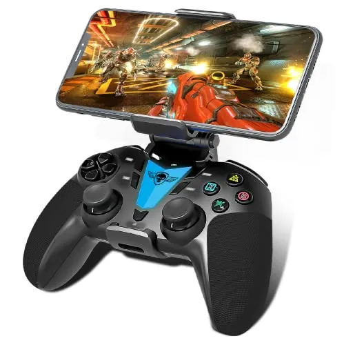 Telefon Controller für Android Smartphone Bluetooth mit programmierbarer Taste + Smartphone Halterung, Kompatibel mit Iphone, Apple TV, IOS, Android, PS4, PS3 und PC Gamer