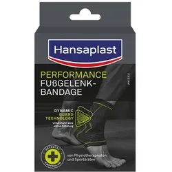 Hansaplast Sprunggelenkbandage Performance, schwarz, Größe S/M - Beidseitig tragbare Bandage zur Stabilisierung und Entlastung des Knöchels, ideal für Sport und Fitness. Flexibles Gewebe sorgt für hohen Tragekomfort und Beweglichkeit.