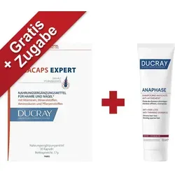 Ducray Anacaps Expert Kapseln 30 St - Nahrungsergänzungsmittel mit hochwertigen Inhaltsstoffen zur Unterstützung der Haarpflege. Enthält essentielle Mikronährstoffe für kräftiges Haar und Nägel. Vegan und glutenfrei, ideal für eine bewusste Ernährung.