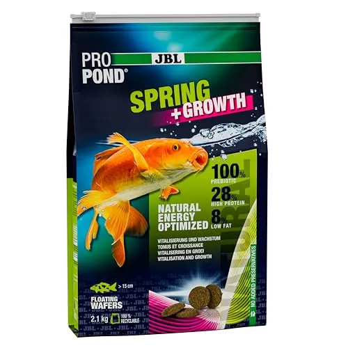 JBL PROPOND Spring+Growth 2,1kg (6 L) | Frühjahrsfutter Wafer für Koi & andere Teichfische | Fördert Wachstum & stärkt Immunsystem | Schwimmend | ab 10 °C