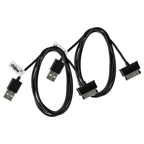 vhbw 2X USB Kabel kompatibel mit Samsung Galaxy Tab GT-P3110 Tablet - Datenkabel (Standard-USB Typ A) 2in1 Ladekabel, 120cm Schwarz