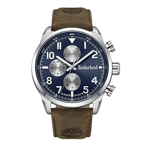 Timberland TDWGA0010601 Henniker II Herrenuhr 47mm - Armbanduhr für Herren mit 5ATM Wasserdichtigkeit, stilvollem blauen Zifferblatt und hochwertigem Kalbslederarmband – ideal für den modernen Mann.