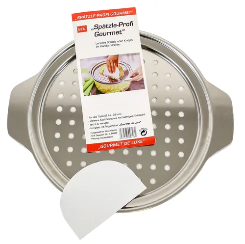 vom Pullach Hof Spätzlesieb Edelstahl mit Schaber und Anleitung