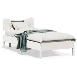 furnicato Bettgestell 195,5 x 95,5 x 81 cm Weiß Massivholz mit Kopfteil