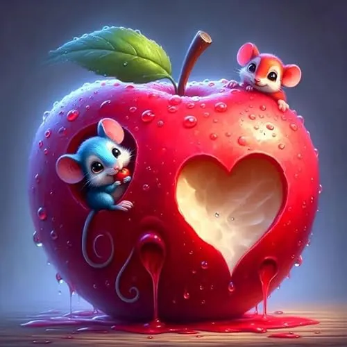 Picmondoo Diamond Painting – 30x30 cm, Mit quadratischen Harzsteinen, AB-Steinen, Strassfarben & Metallicfarben – DIY-Kunstwerk für Erwachsene & Kinder (Liebe im Mäusehaus)