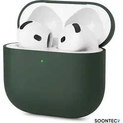 SOONTEC Hülle für AirPods 4 Generation Case Silikon Schutzhülle Kopfhörer Etui Slim Cover in tannengrün - Grün