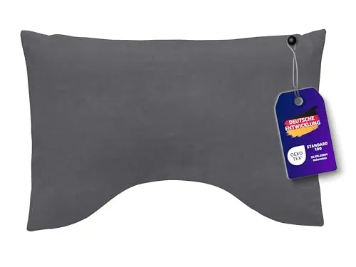 Traumnacht Exklusiv Schlafkissen Spezial mit druckentlastendem Viscoschaum, 40 x 60 cm, grau, Öko-Tex Zertifiziert, produziert nach deutschem Qualitätsstandard