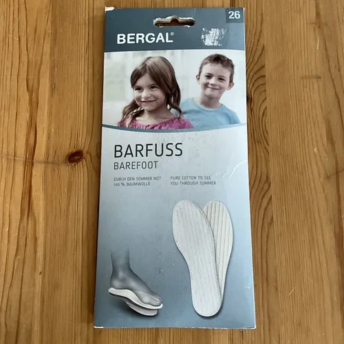 Bergal Barfuß Kinder Einlegesohlen 100% Baumwolle Gr. 26 1 Paar