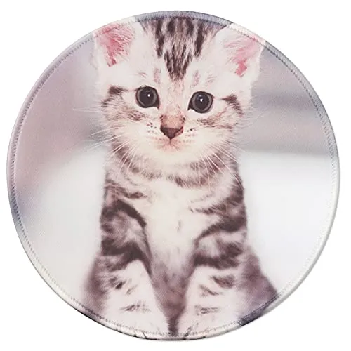 Hosimoln Rundes Mauspad mit HD-Druck,rutschfeste Gummiunterseite Mousepad mit genähter Kante, Premium-Textur-Mauspad für Laptop-22cm Cat002