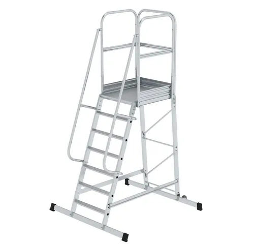 PROREGAL® Stehleiter Plattformleiter mit geräumiger Plattform & Rollen