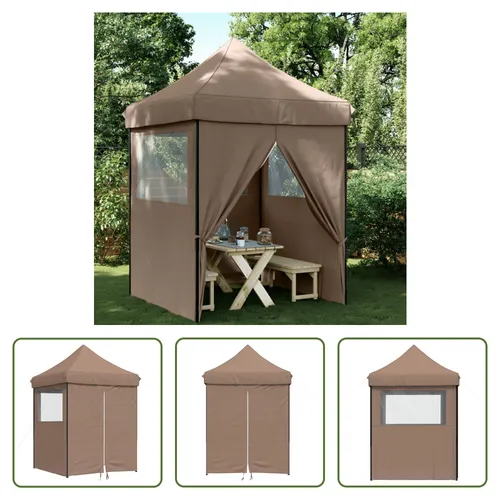 Vidaxl Faltbares Pop-up Partyzelt mit 4 Seitenteilen in Braun