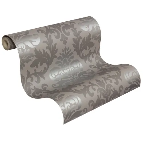 Luxus Retro Barock Tapete 148213 Lounge Ornament Tapete silber grau (0,94€/1qm)