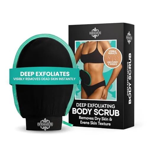 Dermasuri Tiefenpeeling-Handschuh – Polierender Körperpeeling-Handschuh & Bräunungsentferner – Koreanischer Peelinghandschuh & Hautreiniger für Frauen & Männer – Peeling Keratosis Pilaris – 1 Stück