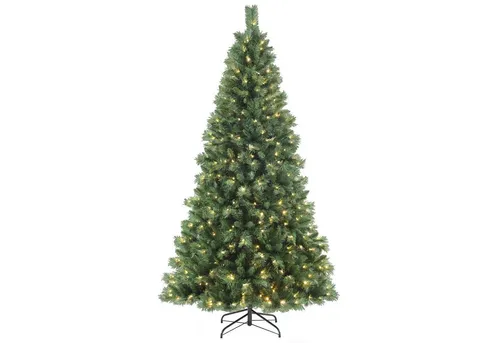 Salcar Künstlicher Weihnachtsbaum 240 cm mit LED-Beleuchtung - Weihnachtsbaum mit 1168 Spitzen und 450 LEDs in warmweiß und bunt, ideal für festliche Innenbereiche und sorgt für eine stimmungsvolle Beleuchtung.